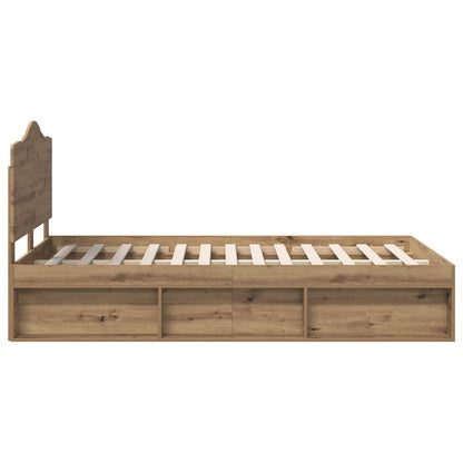 Bed Frame Artisian Oak 120 x 190 cm Solid Pine Wood