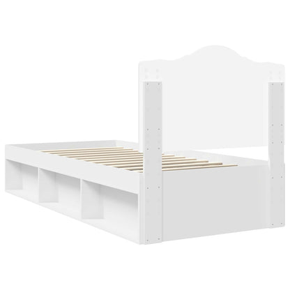 Bed Frame with Headboard White 100 x 200 cm Solid Pine Wood