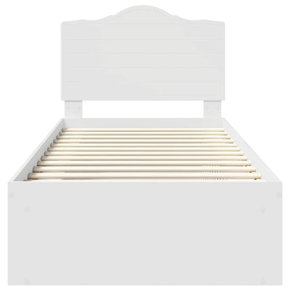 Bed Frame with Headboard White 100 x 200 cm Solid Pine Wood