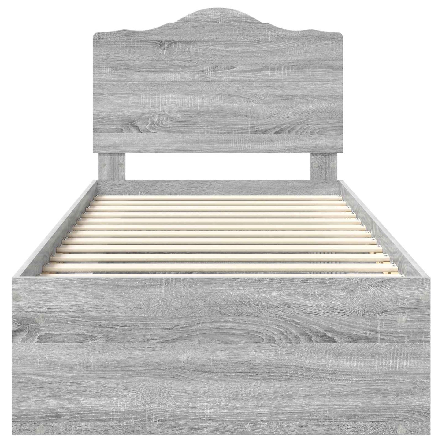 Bed Frame Grey Sonoma 100 x 200 cm Solid Pine Wood