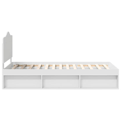 Bed Frame with Headboard White 90 x 200 cm Solid Pine Wood