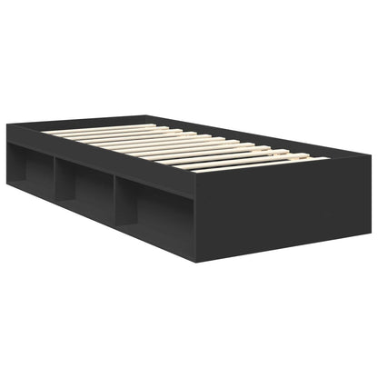 Bed Frame with Headboard Black 90 x 200 cm Solid Pine Wood