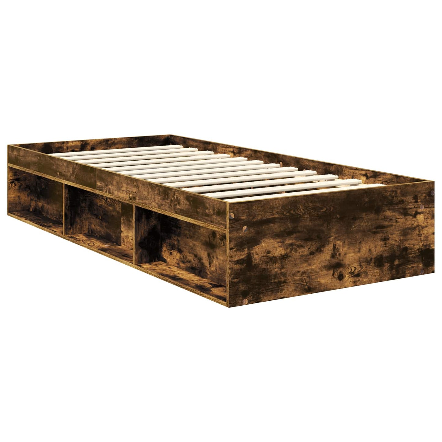 Bed Frame with Headboard Smoked Oak 90 x 200 cm Solid Pine Wood