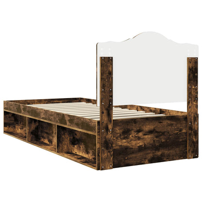 Bed Frame with Headboard Smoked Oak 90 x 200 cm Solid Pine Wood