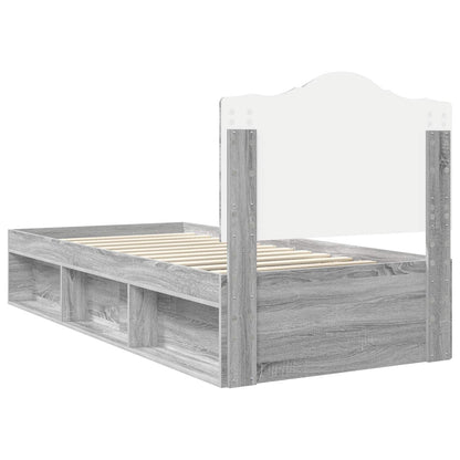 Bed Frame Grey Sonoma 90 x 200 cm Solid Pine Wood