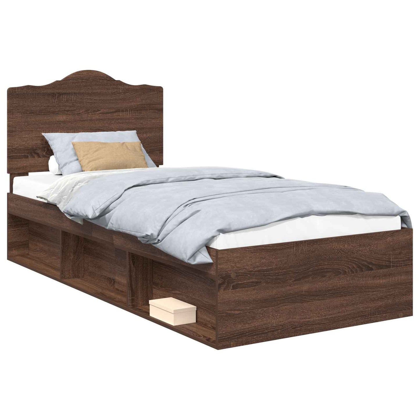 Bed Frame with Headboard Brown Oak 90 x 200 cm Solid Pine Wood