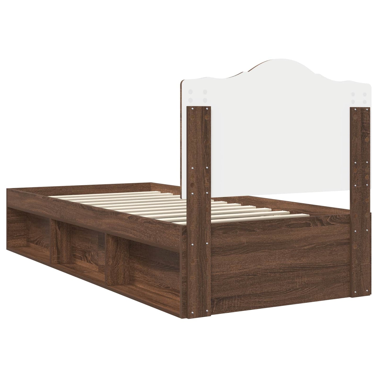 Bed Frame with Headboard Brown Oak 90 x 200 cm Solid Pine Wood