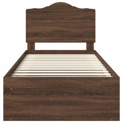 Bed Frame with Headboard Brown Oak 90 x 200 cm Solid Pine Wood