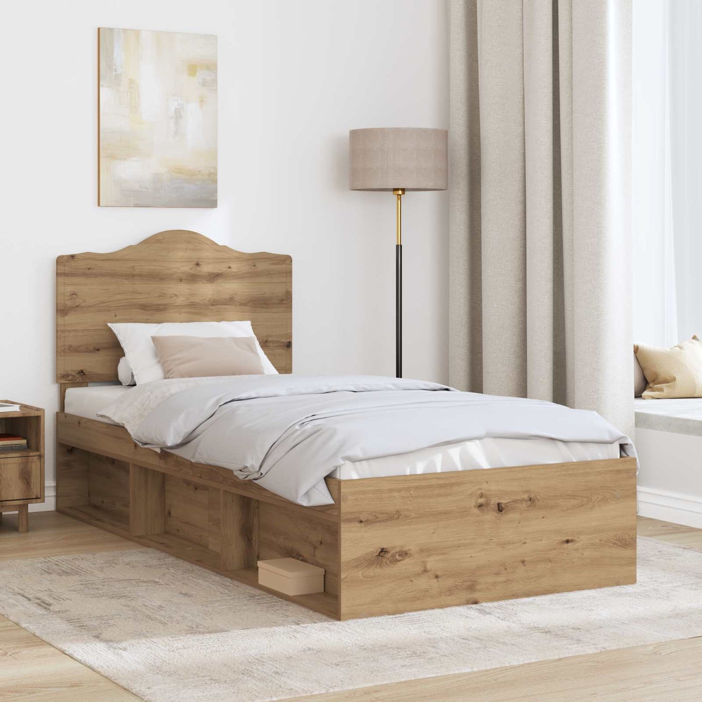 Bed Frame Artisian Oak 90 x 200 cm Solid Pine Wood