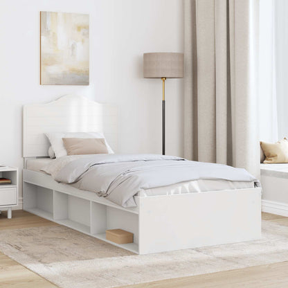 Bed Frame with Headboard White 90 x 190 cm Solid Pine Wood