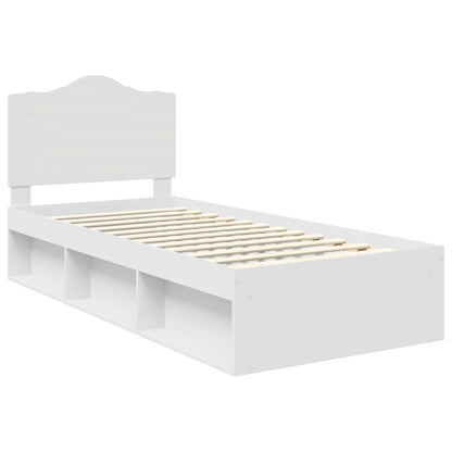 Bed Frame with Headboard White 90 x 190 cm Solid Pine Wood