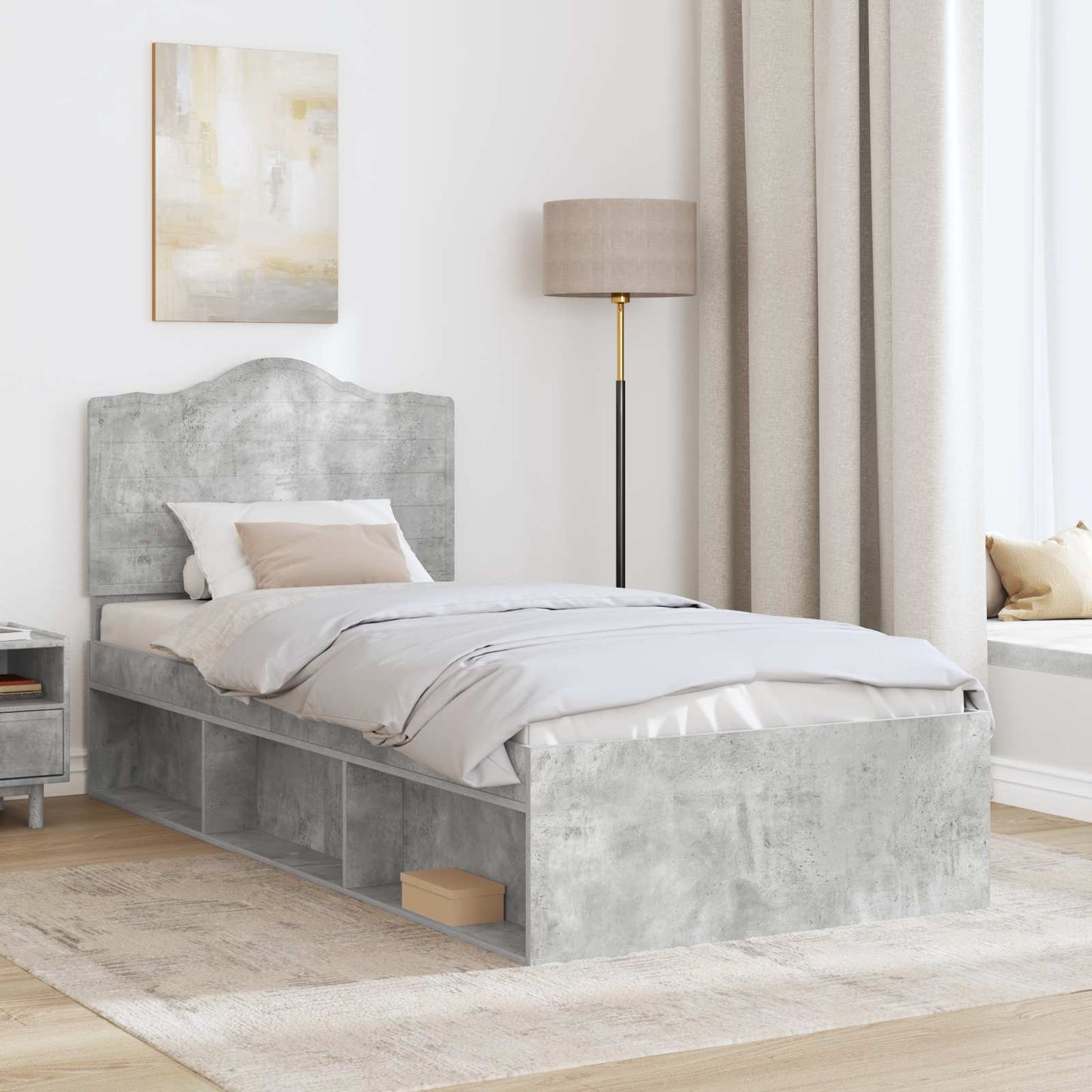Bed Frame Concerte Grey 90 x 190 cm Solid Pine Wood