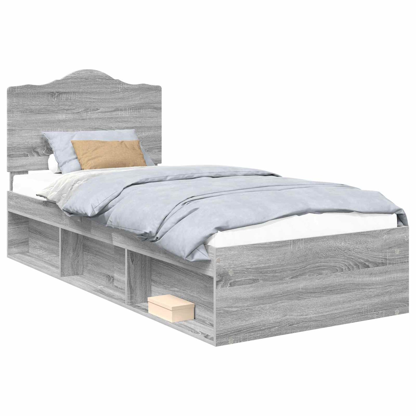 Bed Frame Grey Sonoma 90 x 190 cm Solid Pine Wood