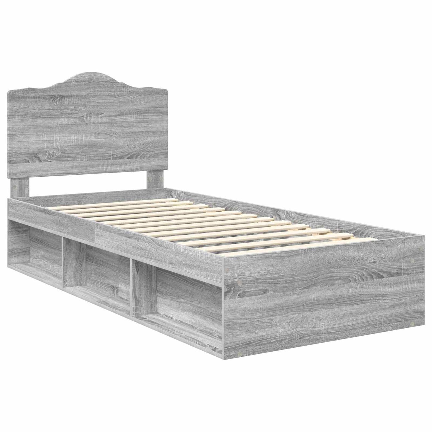 Bed Frame Grey Sonoma 90 x 190 cm Solid Pine Wood
