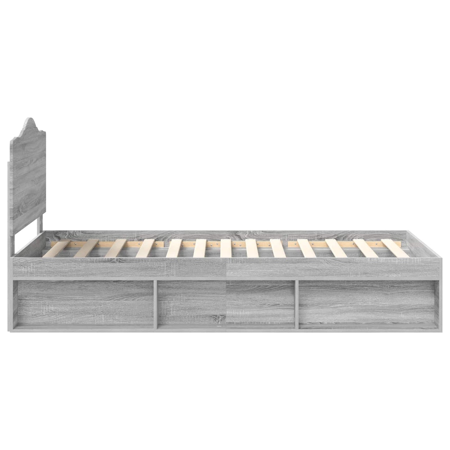 Bed Frame Grey Sonoma 90 x 190 cm Solid Pine Wood