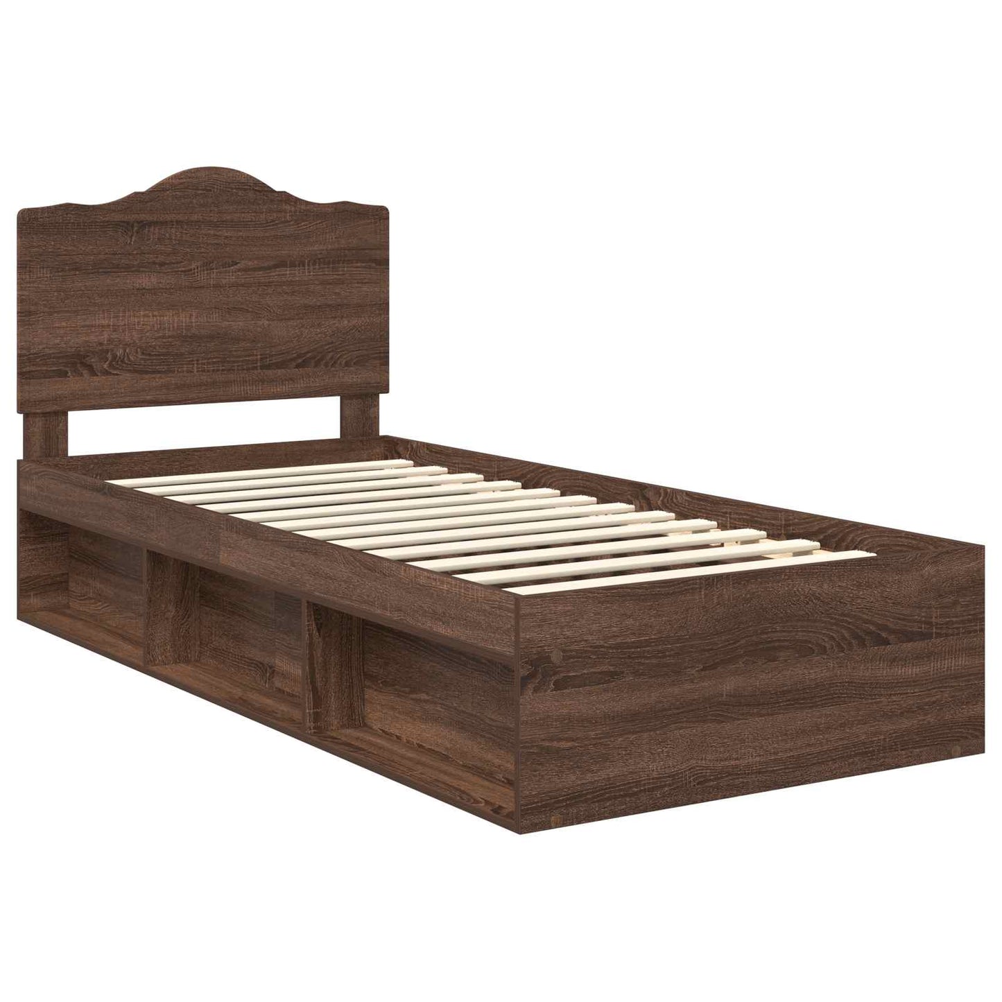 Bed Frame with Headboard Brown Oak 90 x 190 cm Solid Pine Wood