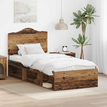 Bed Frame with Headboard Old Wood 90 x 190 cm Solid Pine Wood