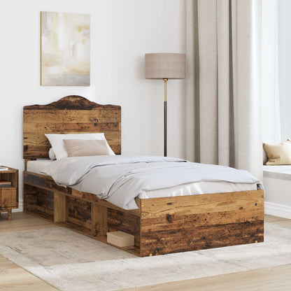Bed Frame with Headboard Old Wood 90 x 190 cm Solid Pine Wood