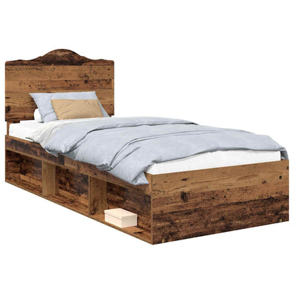 Bed Frame with Headboard Old Wood 90 x 190 cm Solid Pine Wood