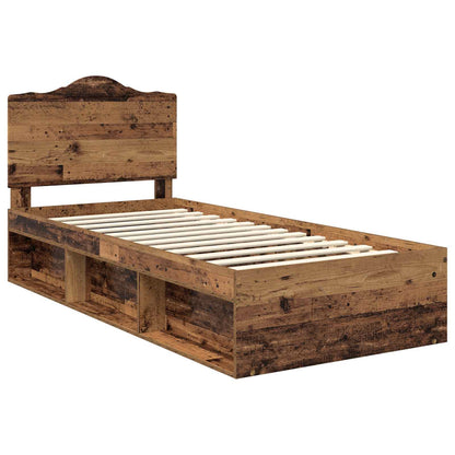 Bed Frame with Headboard Old Wood 90 x 190 cm Solid Pine Wood
