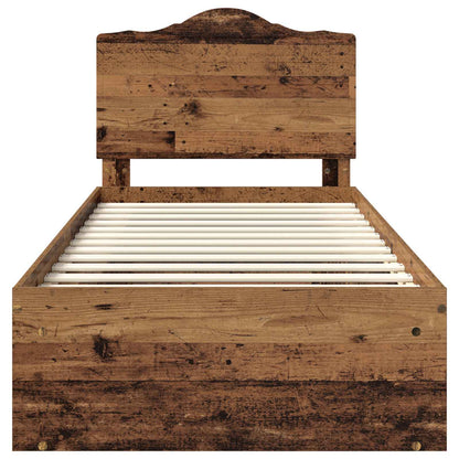 Bed Frame with Headboard Old Wood 90 x 190 cm Solid Pine Wood