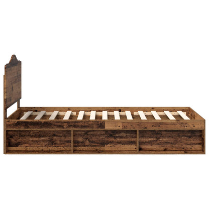 Bed Frame with Headboard Old Wood 90 x 190 cm Solid Pine Wood