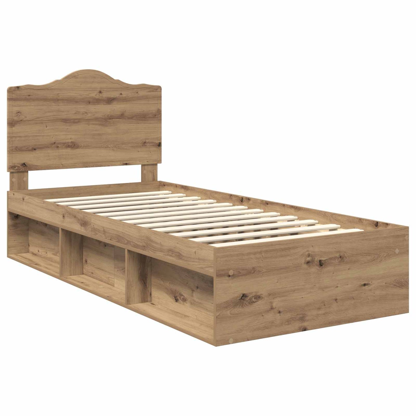 Bed Frame Artisian Oak 90 x 190 cm Solid Pine Wood