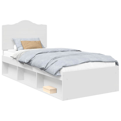 Bed Frame with Headboard White 75 x 190 cm Solid Pine Wood