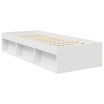 Bed Frame with Headboard White 75 x 190 cm Solid Pine Wood