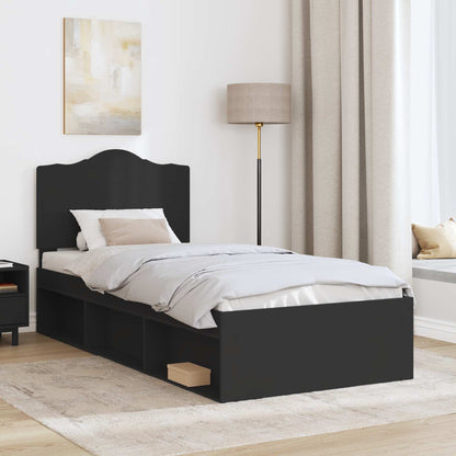 Bed Frame with Headboard Black 75 x 190 cm Solid Pine Wood