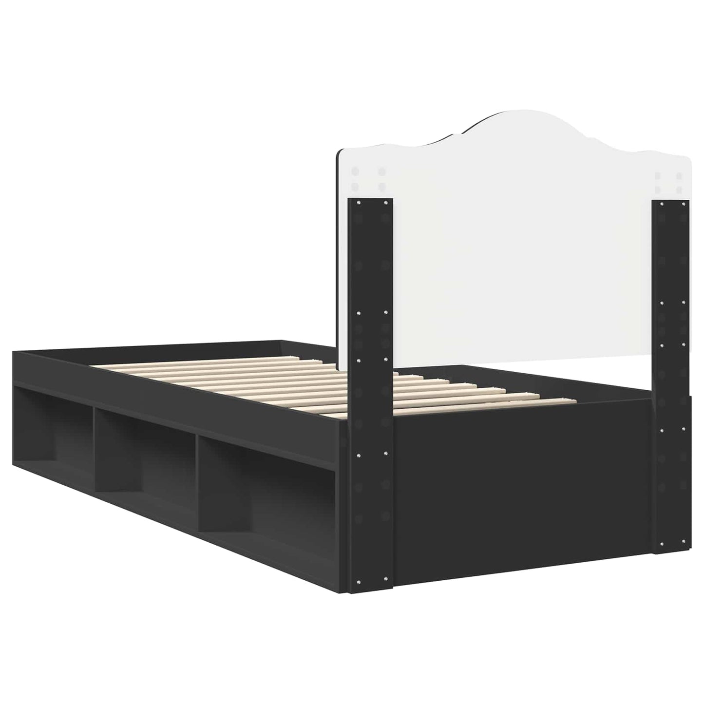 Bed Frame with Headboard Black 75 x 190 cm Solid Pine Wood