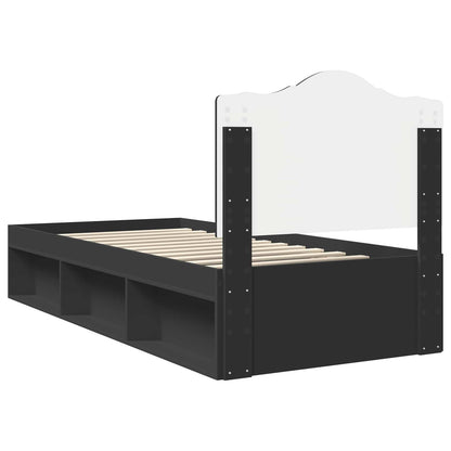 Bed Frame with Headboard Black 75 x 190 cm Solid Pine Wood