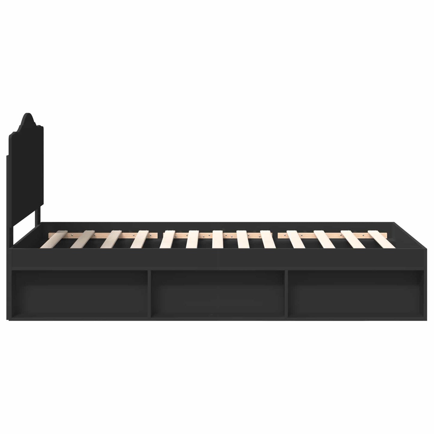 Bed Frame with Headboard Black 75 x 190 cm Solid Pine Wood