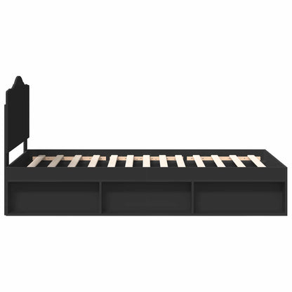 Bed Frame with Headboard Black 75 x 190 cm Solid Pine Wood