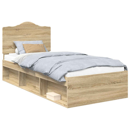Bed Frame with Headboard Sonoma Oak 75 x 190 cm Solid Pine Wood