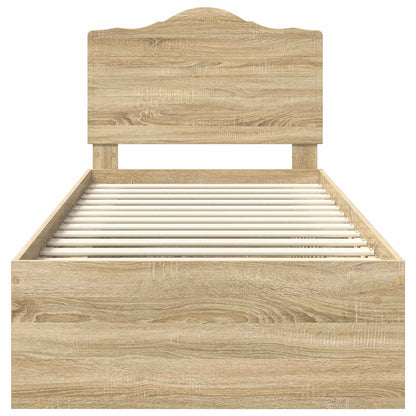 Bed Frame with Headboard Sonoma Oak 75 x 190 cm Solid Pine Wood