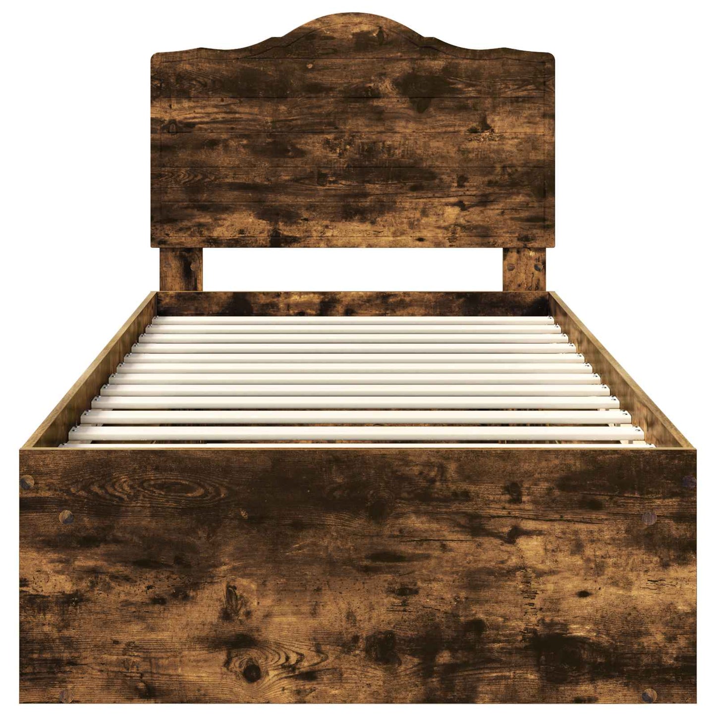 Bed Frame with Headboard Smoked Oak 75 x 190 cm Solid Pine Wood
