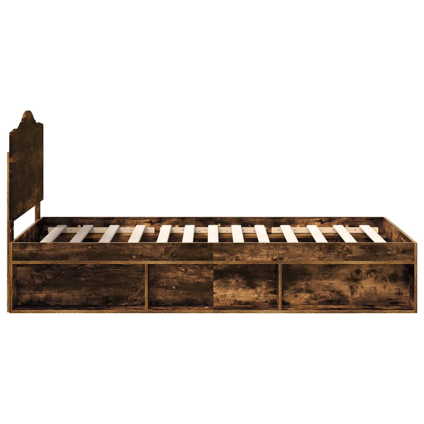 Bed Frame with Headboard Smoked Oak 75 x 190 cm Solid Pine Wood