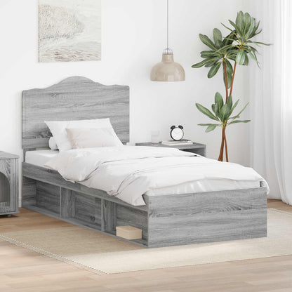 Bed Frame Grey Sonoma 75 x 190 cm Solid Pine Wood