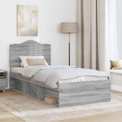 Bed Frame Grey Sonoma 75 x 190 cm Solid Pine Wood