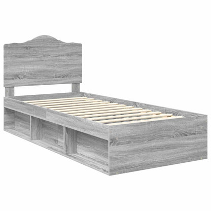 Bed Frame Grey Sonoma 75 x 190 cm Solid Pine Wood