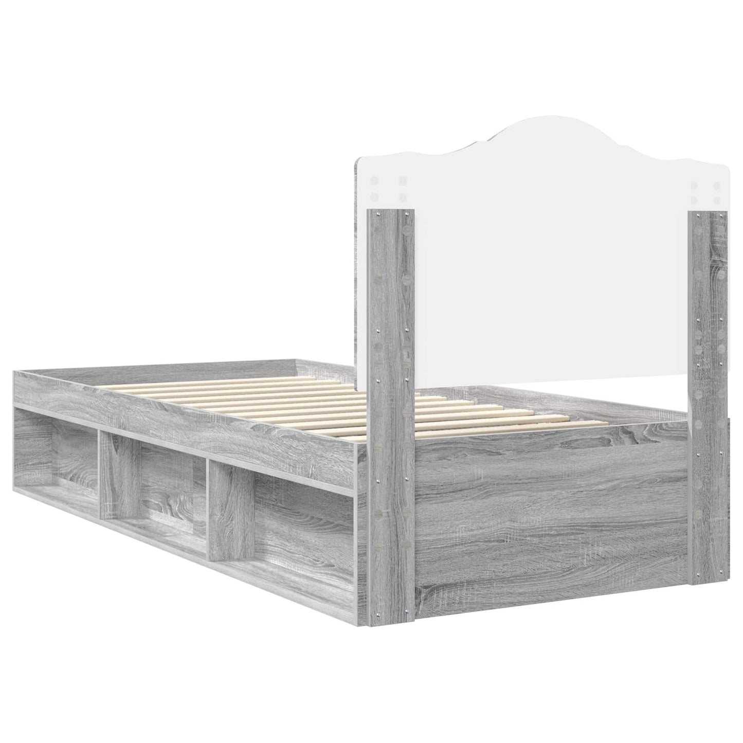 Bed Frame Grey Sonoma 75 x 190 cm Solid Pine Wood