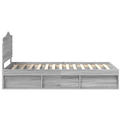 Bed Frame Grey Sonoma 75 x 190 cm Solid Pine Wood