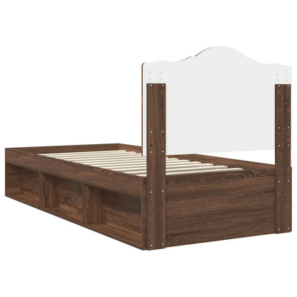 Bed Frame with Headboard Brown Oak 75 x 190 cm Solid Pine Wood