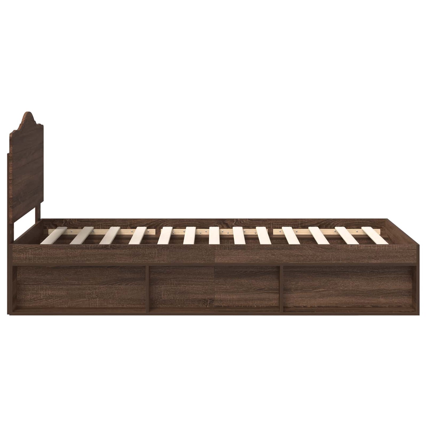 Bed Frame with Headboard Brown Oak 75 x 190 cm Solid Pine Wood