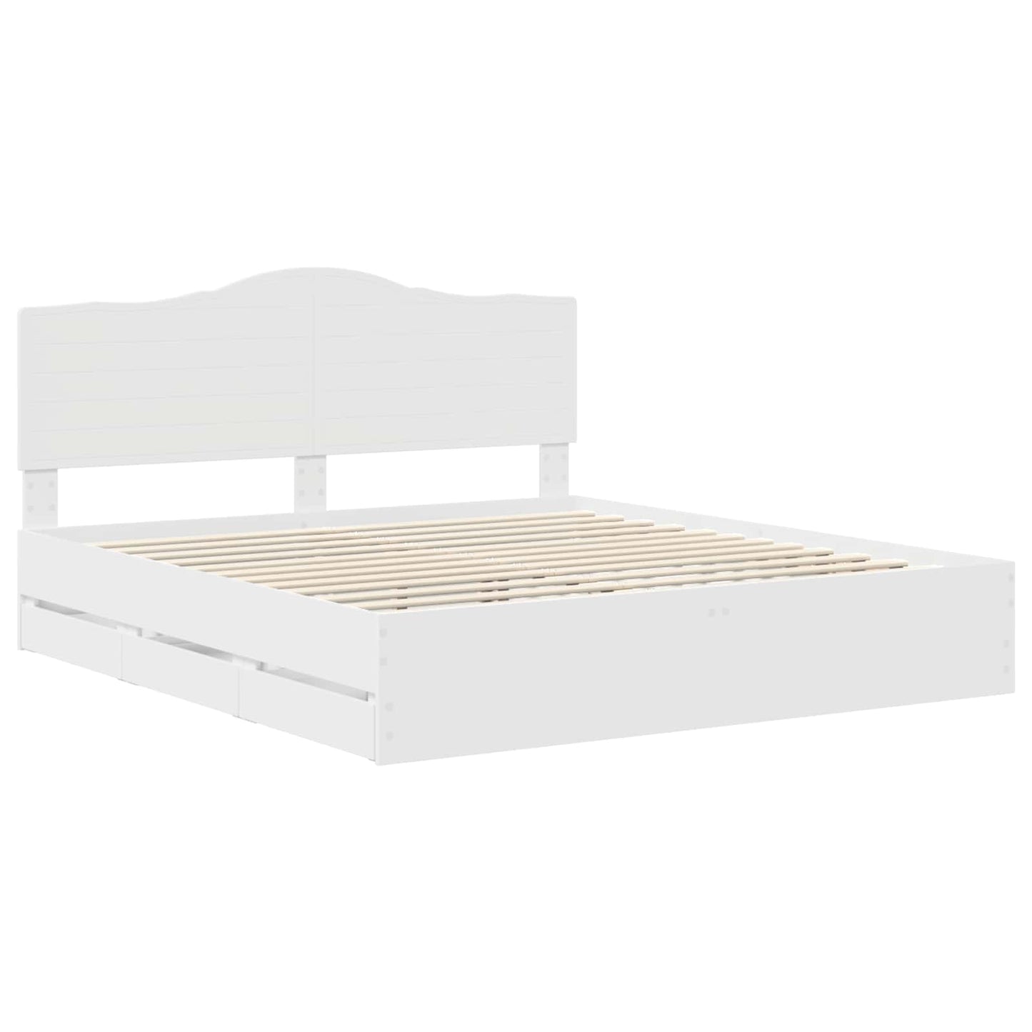 Bed Frame with Drawer White 200 x 200 cm Engineer Wood