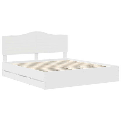 Bed Frame with Drawer White 200 x 200 cm Engineer Wood