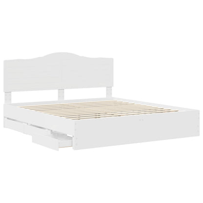 Bed Frame with Drawer White 200 x 200 cm Engineer Wood