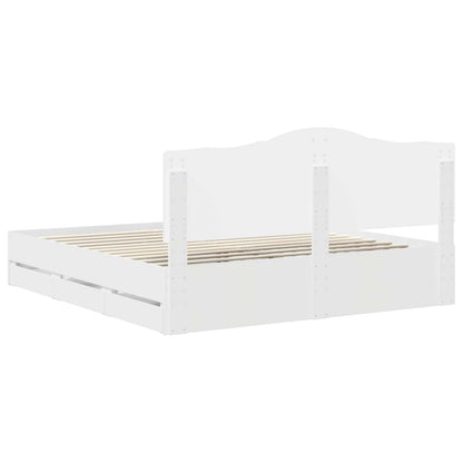 Bed Frame with Drawer White 200 x 200 cm Engineer Wood
