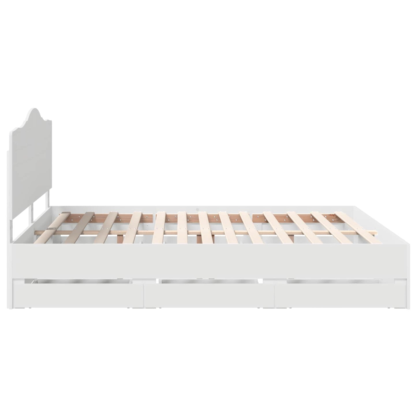 Bed Frame with Drawer White 200 x 200 cm Engineer Wood
